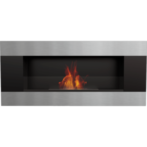 CHEMINEE éthanol luxe AVALON, inox et noir 90 cm