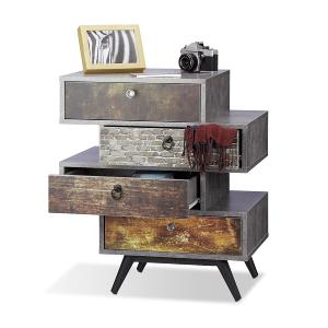 Commode vintage design, 4 tiroirs, style industriel, gris