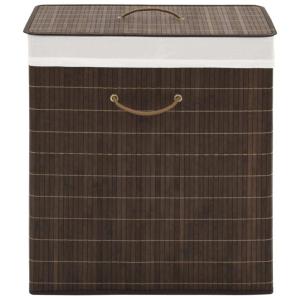 Corbeille à linge 100 litres, en bambou marron foncé