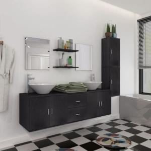 ENSEMBLE salle de bain complet, double vasque, meuble noir