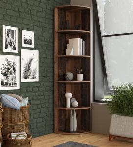 ETAGERE d'angle, 180 cm, bois, coloris chêne antique