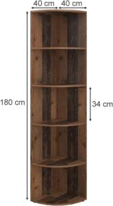 ETAGERE d'angle, 180 cm, bois, coloris chêne antique
