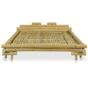 Lit design en bambou naturel, matelas 140 x 200 cm