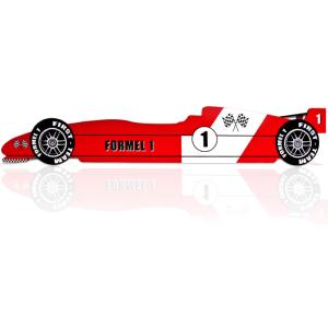 Lit 90 x 200 cm, en forme de voiture formule 1, Rouge