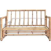 Banc de jardin, en bambou, avec coussin