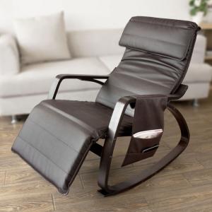 Rocking Chair de luxe, en simili cuir brun.