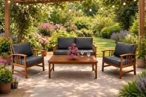SALON de JARDIN grand confort, en acacia massif, modèle ULTIMA