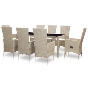 SALON de JARDIN résine tressée, luxe, beige, 8 personnes