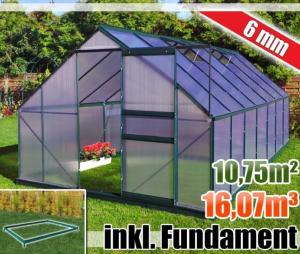 SERRE de JARDIN Haute qualité aluminium, 10.75 M², avec fondation