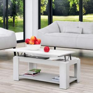 TABLE basse, blanc marbré gris, 100 cm, plateau relevable, GALION