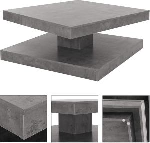 TABLE basse, pivotante, 80 cm, blanc ou gris béton, modèle SAMSON