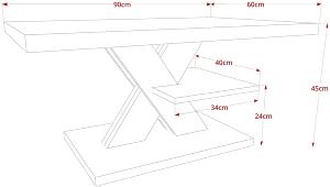 TABLE basse design, gris, plateau blanc, modèle GALEN