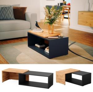 TABLE basse anthracite/beige, 80 cm, extensible et pivotante