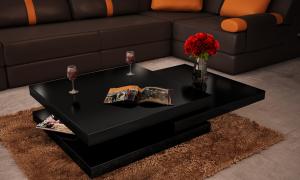 TABLE basse modulable carrée, modèle FUSION, noir brillant