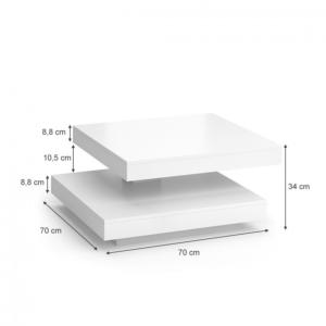 TABLE basse, pivotante, 2 niveaux, blanche, modèle MIRAGE