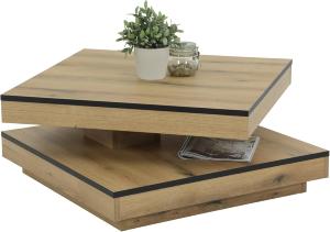 TABLE basse carrée 80 cm, pivotante, couleur chêne clair