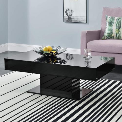 TABLE basse coulissante, 110 x 60 cm, noir laqué