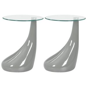 TABLE basse en verre trempé fibre de verre, gris brillant