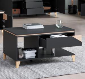 TABLE basse Luxe, 100 x 60 cm, bois anthracite, modèle ELEGANT