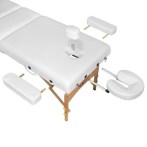 TABLE de massage PRO avec accessoires, 3 zones, pliante, blanche