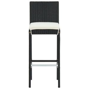 BAR de jardin en résine tressée noir et bois exotique + 6 tabourets