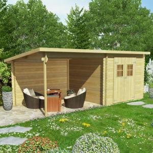ABRI de jardin, bois massif 28 mm, extension réversible, surface 20 m²