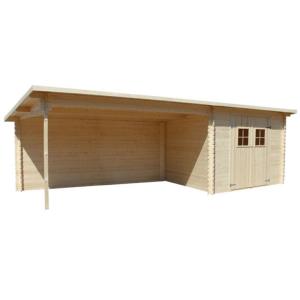 ABRI de jardin, bois massif 28 mm avec extension réversible, surface 22 m²