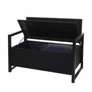 BANC avec coffre de rangement, resine tressée, Noir/vert