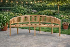 Banc de jardin 200 cm, demi cercle en teck massif