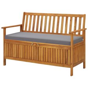 BANC de jardin bois exotique, 120 cm avec coffre de rangement