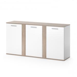 BUFFET bas chêne - blanc, 155 cm, modèle 3 portes