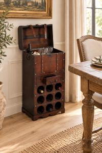 CASIER à vin, bois, style colonial, 9 bouteilles