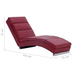 CHAISE longue ergonomique cuir rouge bordeaux