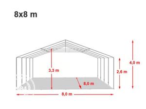 CHAPITEAU PROFESSIONNEL ELITE en PVC blanc, 600 gr, ignifugé, 8x8 mètres
