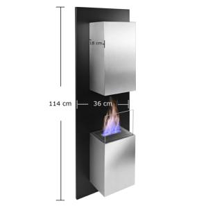 Cheminée bio-éthanol murale NERIA avec vitre – Hauteur 114 cm