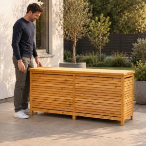 Coffre de Rangement Jardin XXL en Bois d'Épicéa 170 cm 