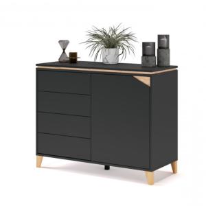 COMMODE anthracite sur pieds, 110 cm, modèle ELEGANT