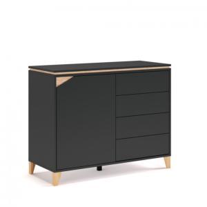 COMMODE anthracite sur pieds, 110 cm, modèle ELEGANT