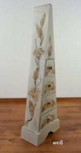 Commode pyramide en bois exotique, blanche