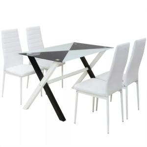 Ensemble table et 4 chaises blanc, pour cuisine