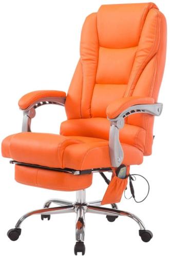 FAUTEUIL massant de bureau, luxe, cuir ORANGE, 7 points de massage