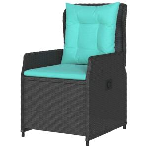 Salon de jardin luxe, 8 places en résine tressée noir avec coussins bleu