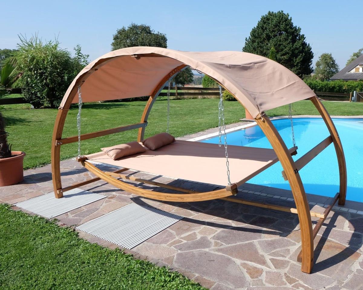 Hamac Sur Pied En Bois Pour 2 Personnes - Confortable Et Spacieux, Idéal Pour Jardin Ou Terrasse