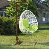 HAMAC de jardin suspendu, métal, Blanc, coussins vert