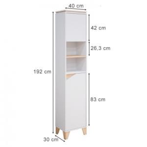 Meuble colonne 192 cm sur pieds ,blanc, gamme ELEGANT