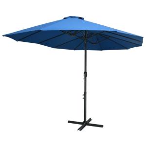 PARASOL géant Aluminium, 270 x 460 cm, bleu
