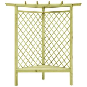 PERGOLA d'angle 130 x 130 cm, bois massif avec banc