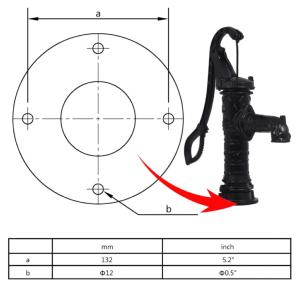 POMPE à eau manuelle de jardin en fonte noir, avec socle