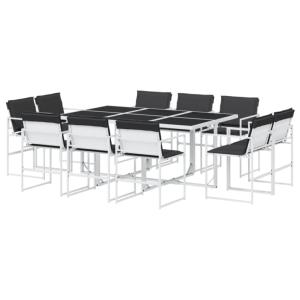 SALON de jardin acier thermolaqué blanc /  textilène, 10 places