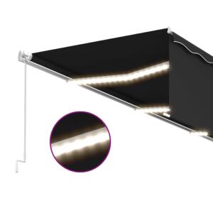 STORE BANNE 600 x 300 cm avec auvent, motorisé, éclairage LED, détecteur de vent, anthracite